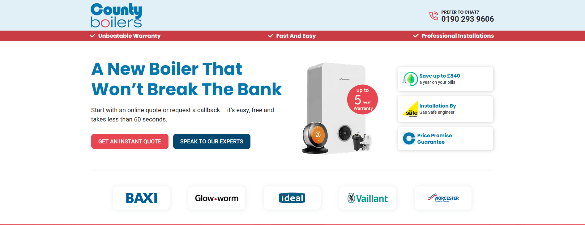 Get a New Boiler Quote & Save Up to £840 Annually
