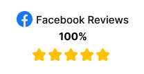 Facebook Reviews 100% with five gold stars